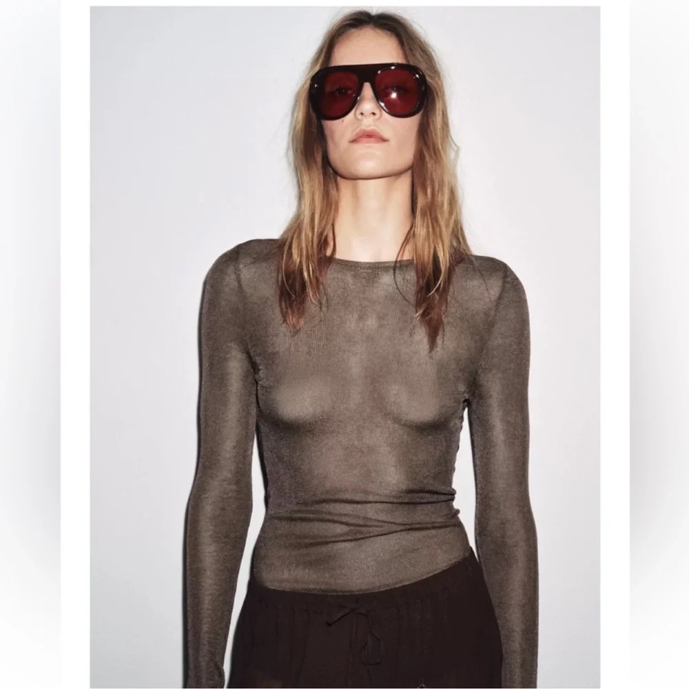 ZARA 100% VISCOSE KNIT BODYSUIT - Picture 5 of 10